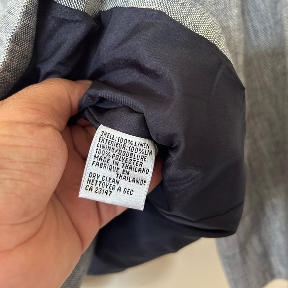 VTG Y2K TALBOTS 100% Irish LINEN Sz 8P SUMMER GRAY BLAZER JACKET Neutral office - Picture 10 of 10